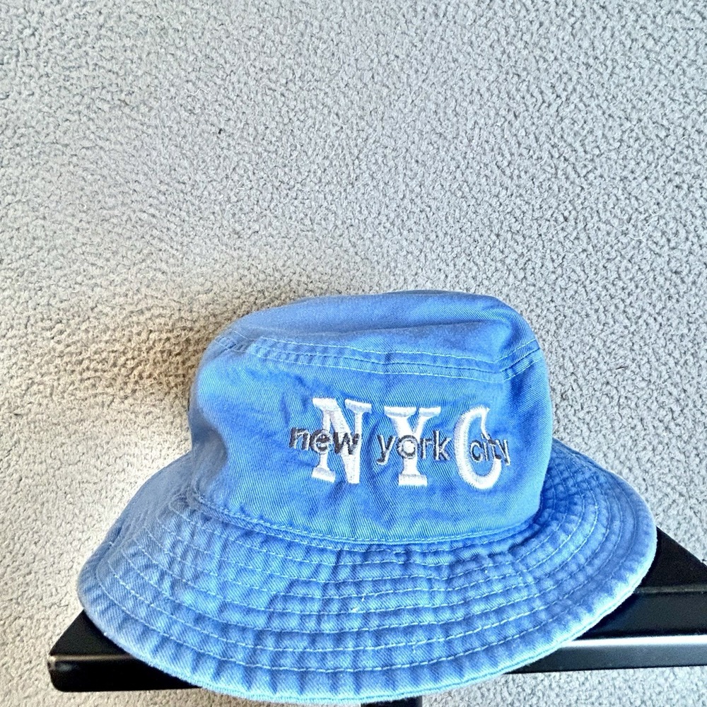 Y2K New York City NYC Tourist Spell Out Bucket Hat  Size S/M Retro Dance Hiphop
